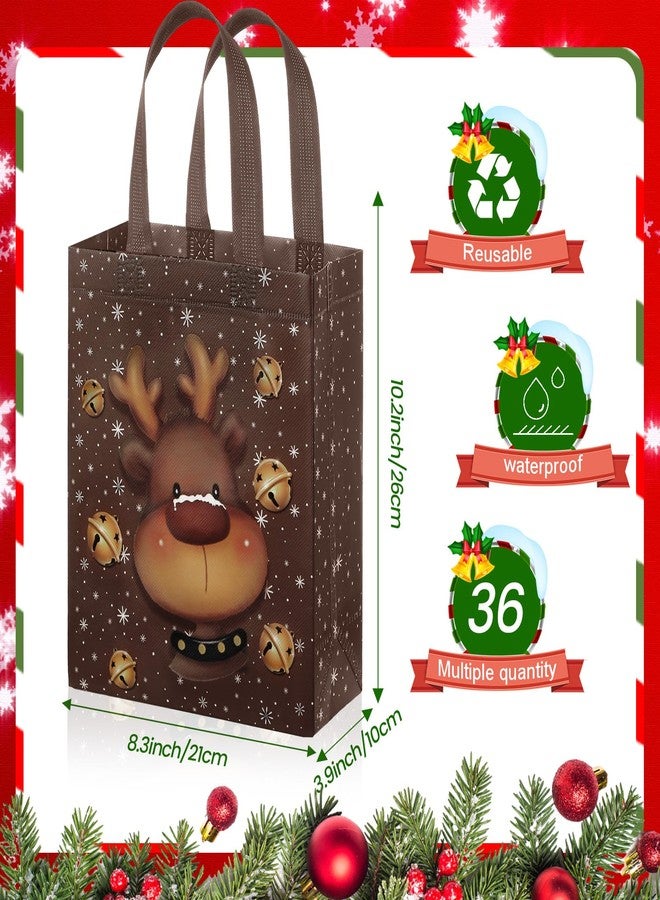 Clysee 36 Pcs Christmas Gift Bags with Handles Non Woven Fabric Reusable Treat Bags for Xmas Party, 6 Styles 10.2 x 8.3 Inches - Image 2